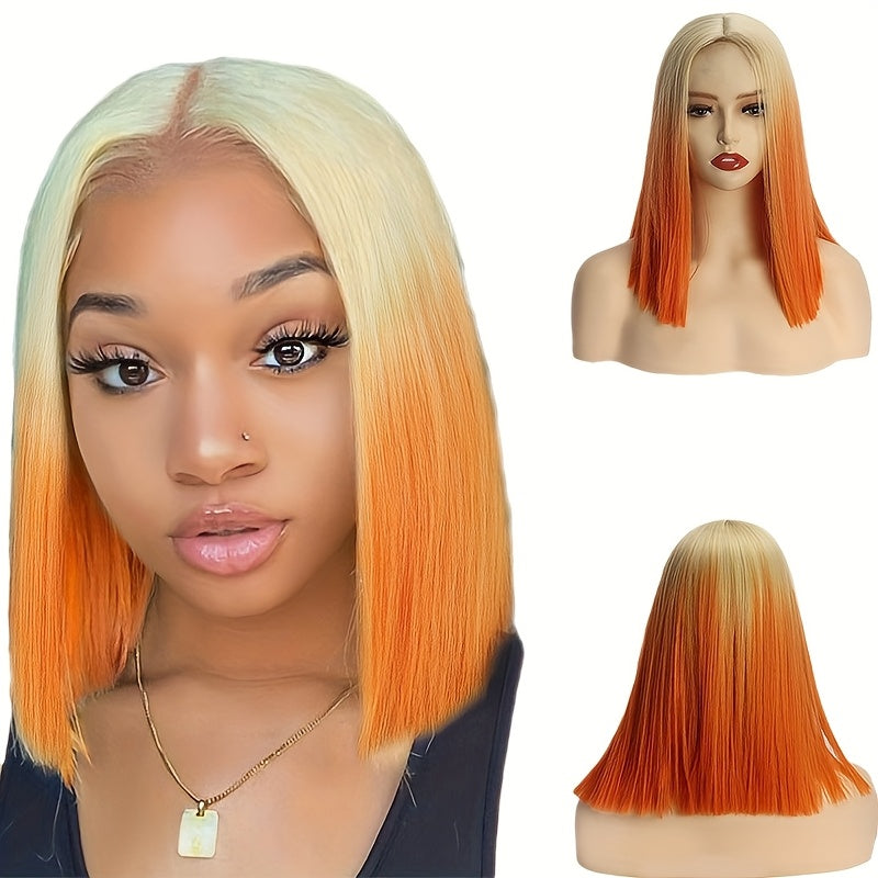Bobo Wig Hair, European And American Wig, Women'S Short Straight Hair, Gradually Changing Color Synthetic Headband Wig, Hair Extensions And Accessories, Suitable for Parties Or Daily Use.
