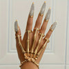 Vintage Punk Skeleton Hand Ring Set with Rhinestone-Studded Talon Nail Covers, Zinc Alloy Plated, Adjustable Halloween Jewelry, Gift & Party Accessory, Fits All Seasons