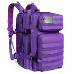 11.89gal Tactical Backpack for Women - Purple Outdoor Survival & Emergency Medical Rucksack with Multiple Compartments, MOLLE System, and Padded Shoulder Straps