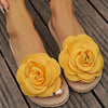 1 Pair Women's Floral Slip-On Sandals, Casual All-Season Fabric Upper with EVA Sole and Insole, Hand Washable - Fashionable Flat Beach Slides, Ladies Sandals