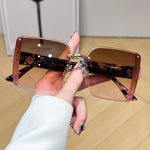 Oversized Square Frameless Fashion Glasses Y2K Luxury Gradient Fashion Glasses Novelty Travel Party Holiday Dressing Accessories
