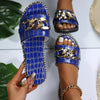 Women's Metal Chain Decor Flat Slippers, Fashion Open Toe Non Slip Slides Shoes, Casual Outdoor Slippers