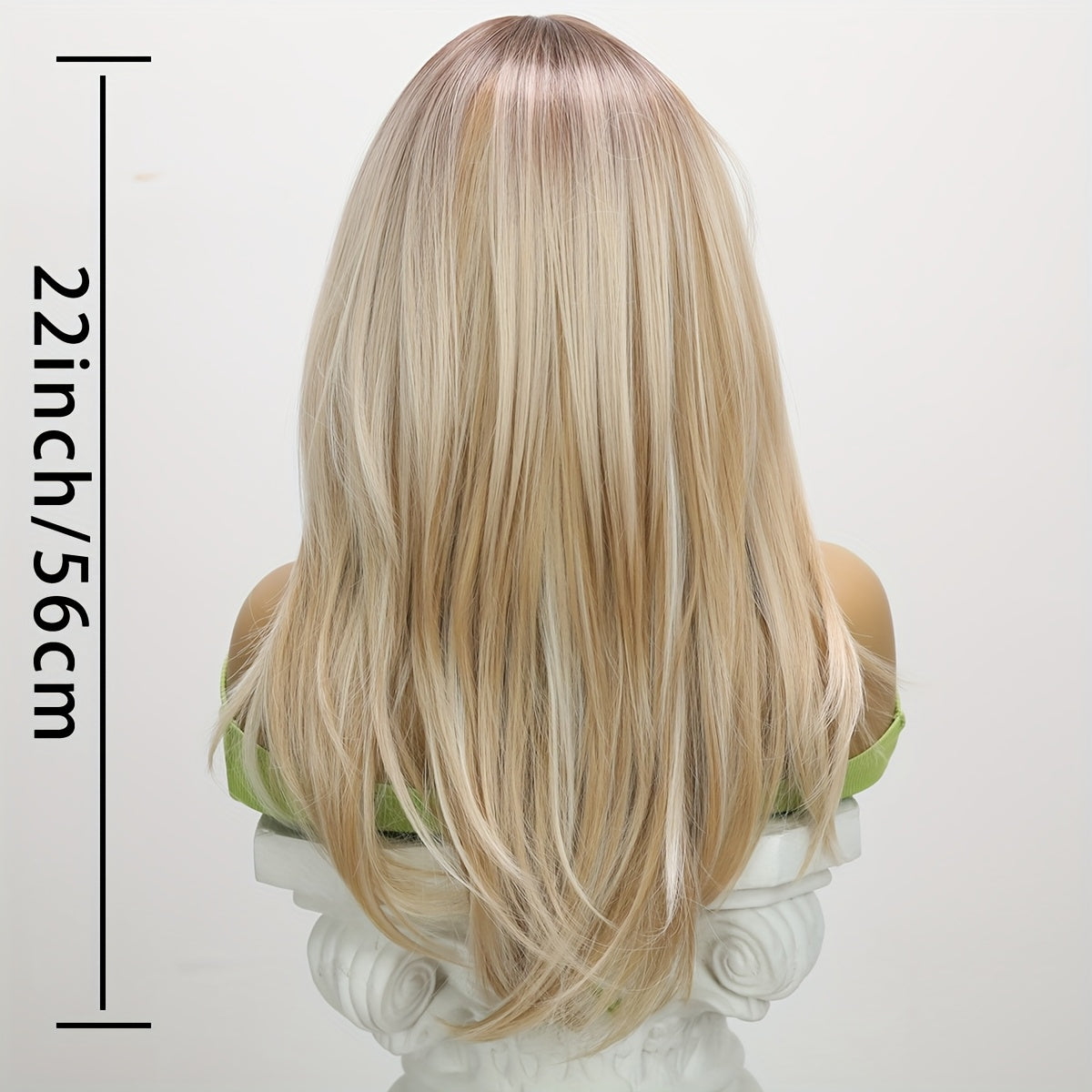 Elegant Blonde Highlighted Women's Wig with Bangs - Heat-Resistant Synthetic Straight Hair, Gradient Style from Dark to Light Blonde, Perfect for Daily Wear, Beginners, Mother's Day, Birthday Gifts, and Parties, Blonde Wigs,