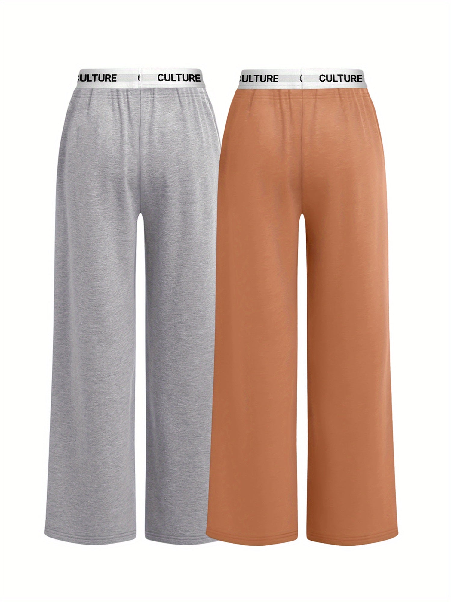 2-Pack Women'S Casual Loose-Fit High-Waisted Sweatpants, Geometric Print, Knit Fabric, Polyester, Straight Leg, Adult, All-Season, Fashion Pants