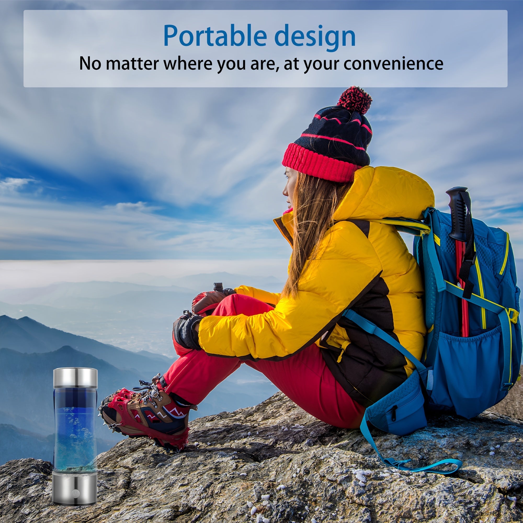 Portable USB Hydrogen Water Bottle & Ion Infuser - Glass Alkaline Antioxidant-Rich Water Generator for Travel, Home, Office - Enhances Flavor & Nutrient-Rich Hydration (Not for Purified Water), Antioxidant Water | Metallic Fi