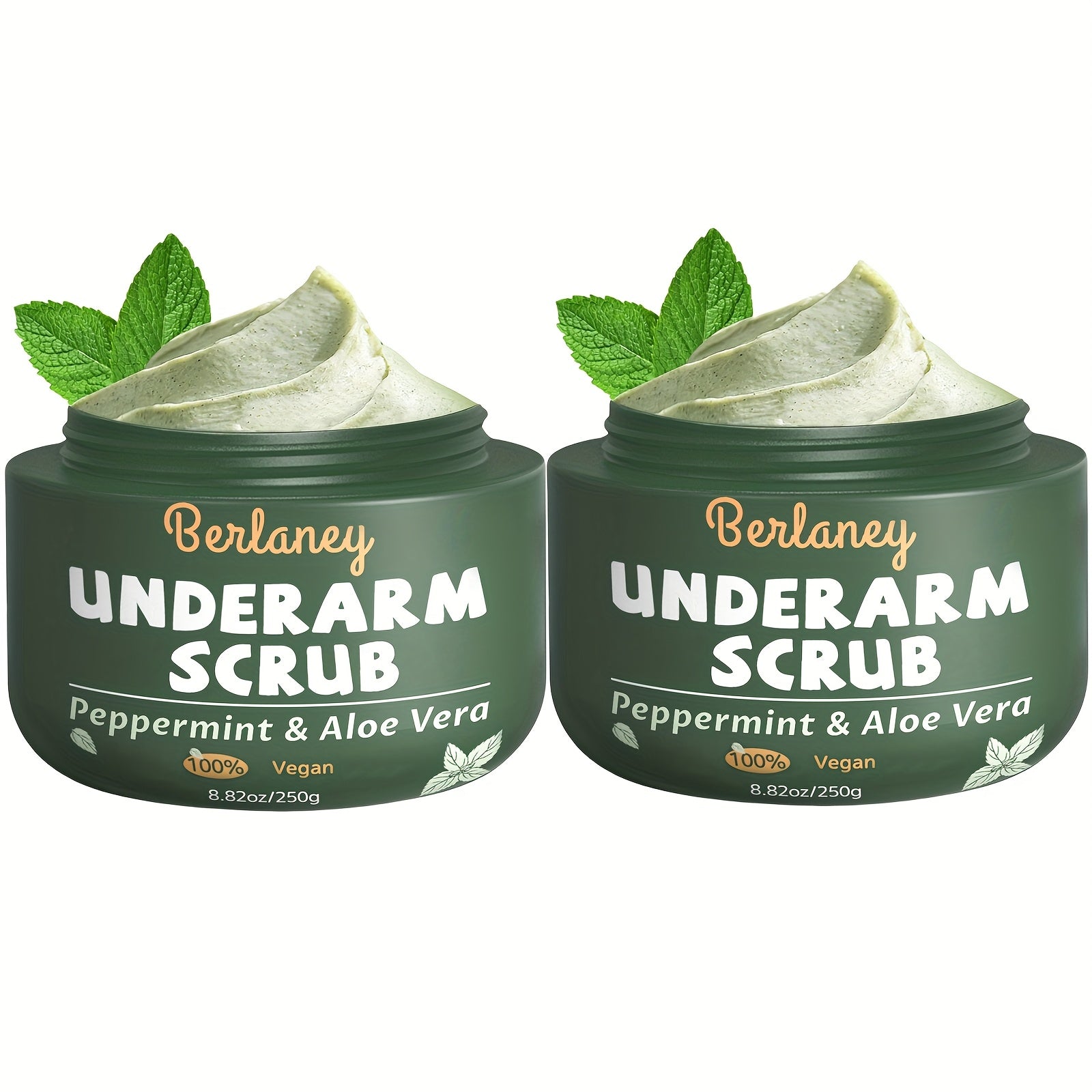 2 Packs Body Scrub And Underarm Scrub- Rich In Walnut, Aloe And Peppermint Extracts - Suitable For Dry Skin, Moisturizes And Nourishes - 8.82oz