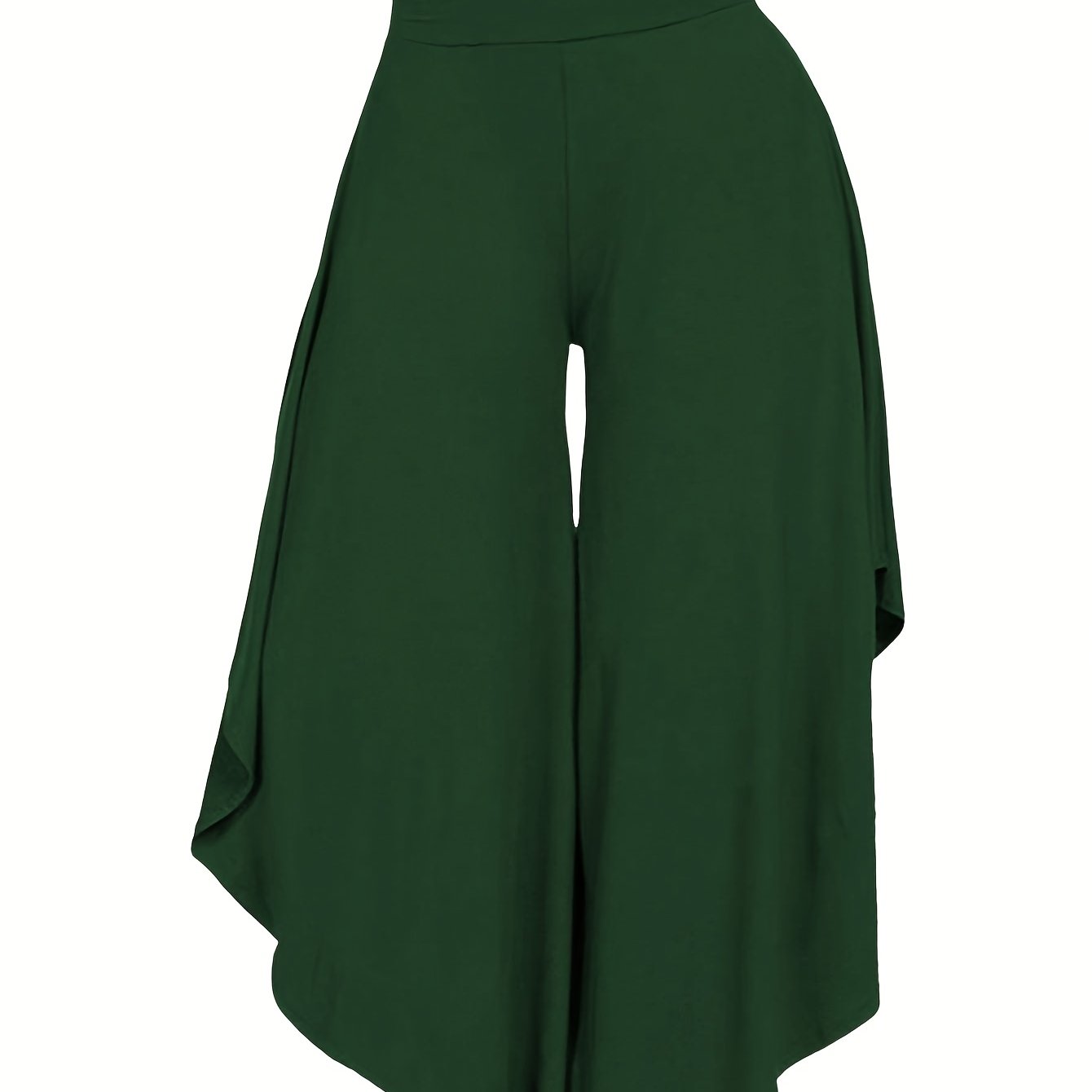 Solid Color Asymmetrical Wide-Leg Pants