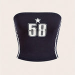Number Print Tube Top, Casual Strapless Slim Fit Crop Top for Spring & Summer, Women's Clothing