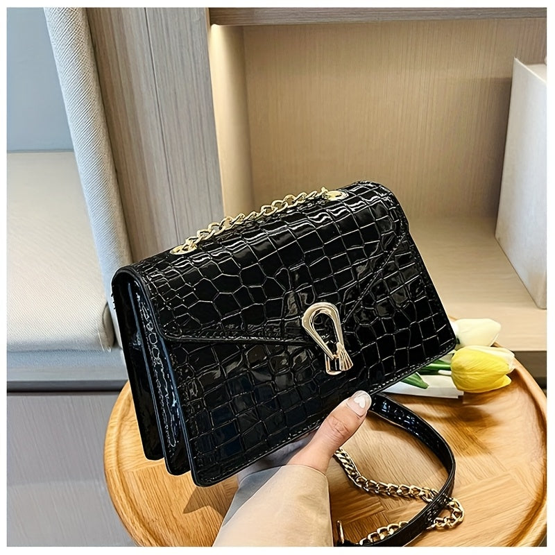 1 Women'S Fashion Rose Red Snake Pattern Crossbody Bag, Simple and Mature Style Handbag, Suitable for Daily Commuting and Holiday Parties