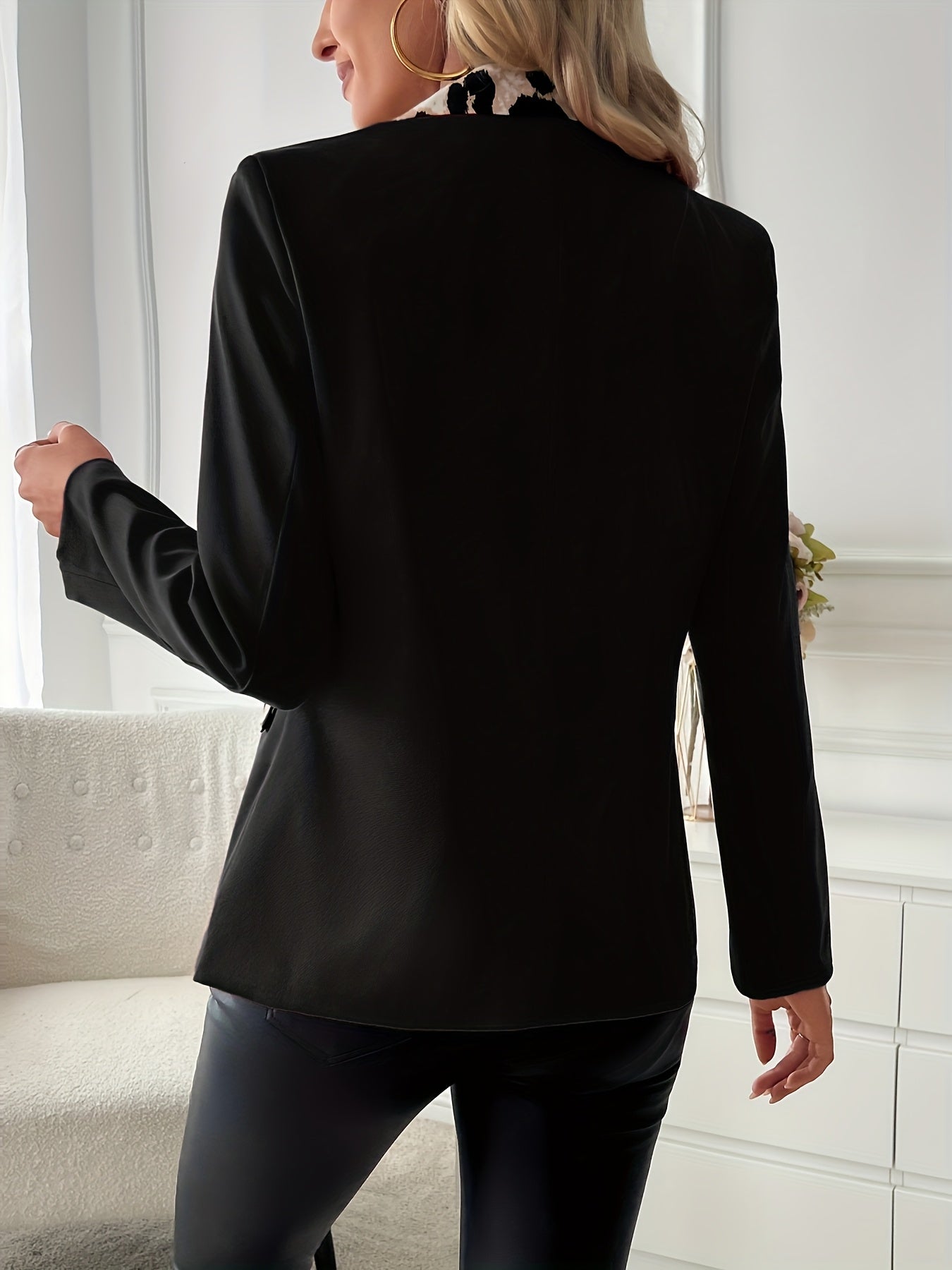 Women'S Elegant Black and Leopard Print Color Block Blazer - Long Sleeve, Single Button, Regular Fit, Spring/Fall Jacket with Beltless Design, Stylish Outerwear | Leopard Print Jacket | Stylish Buttonup Jacket