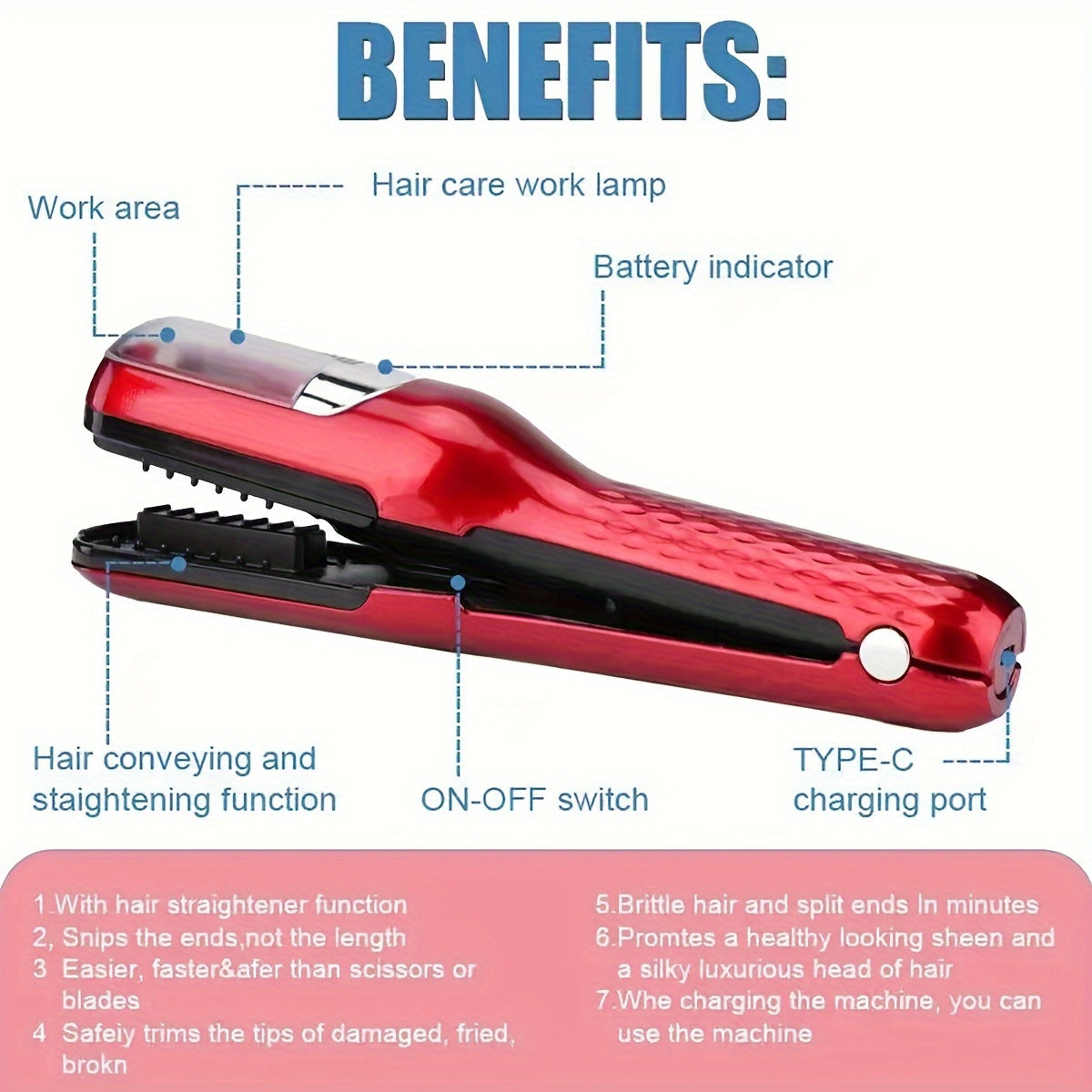 Hair End Cutting Machine Hair Split Ends Trimmer Automatic Split End Remover Damaged Hair Repair Care Treatment