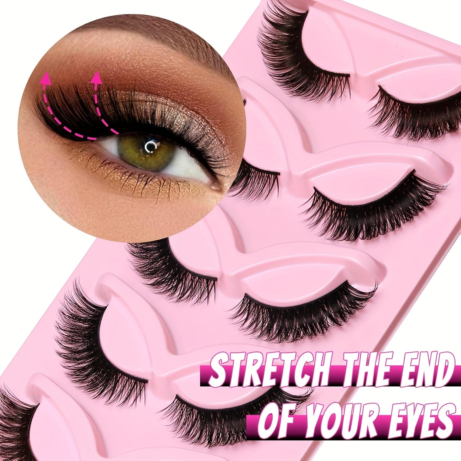 3 Packs of 15-Pair Cat Eye Lashes – Dramatic Wispy D Curl False Eyelashes, Reusable Strip Lashes for Glamorous Makeup & Holiday Gifts