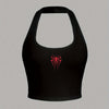 Spider Pattern Halter Neck Top, Y2K Backless Crop Halter Top For Summer, Women's Clothing