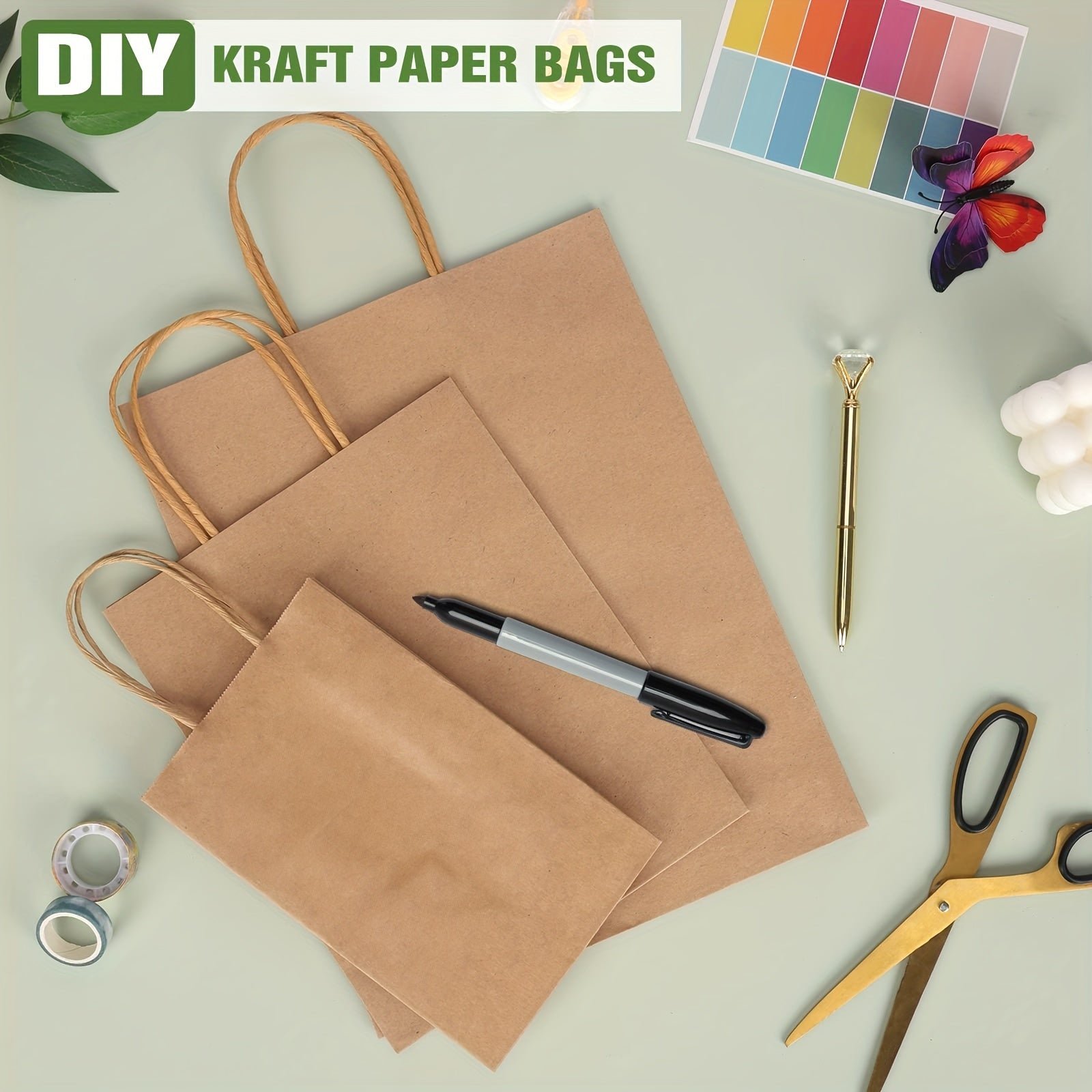 Superlele 150pcs Paper Bags In 3 Sizes, Brown Paper Bags With Handles Gift Bags Bulk, Kraft Paper Bags For Wedding Gift Wrapping, Shopping Bags, Retail Bags, Party Bags, Favor Bags And Mother'S Day Gift Wrapping, 8/10/12 Inch