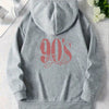 Y2K-Inspired '90'S Baba' Graphic Print Hoodie for Women - Casual Long Sleeve, Kangaroo Pocket, Drop Shoulder Design, Street Style, Machine Washable, Perfect for Spring & Summe