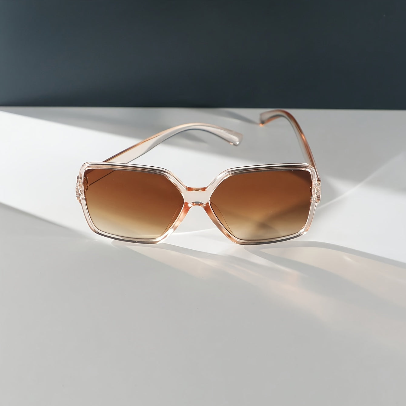 Fashion Rectangle Glasses Women, Trendy Gradient Lens, Durable PC Frame, And