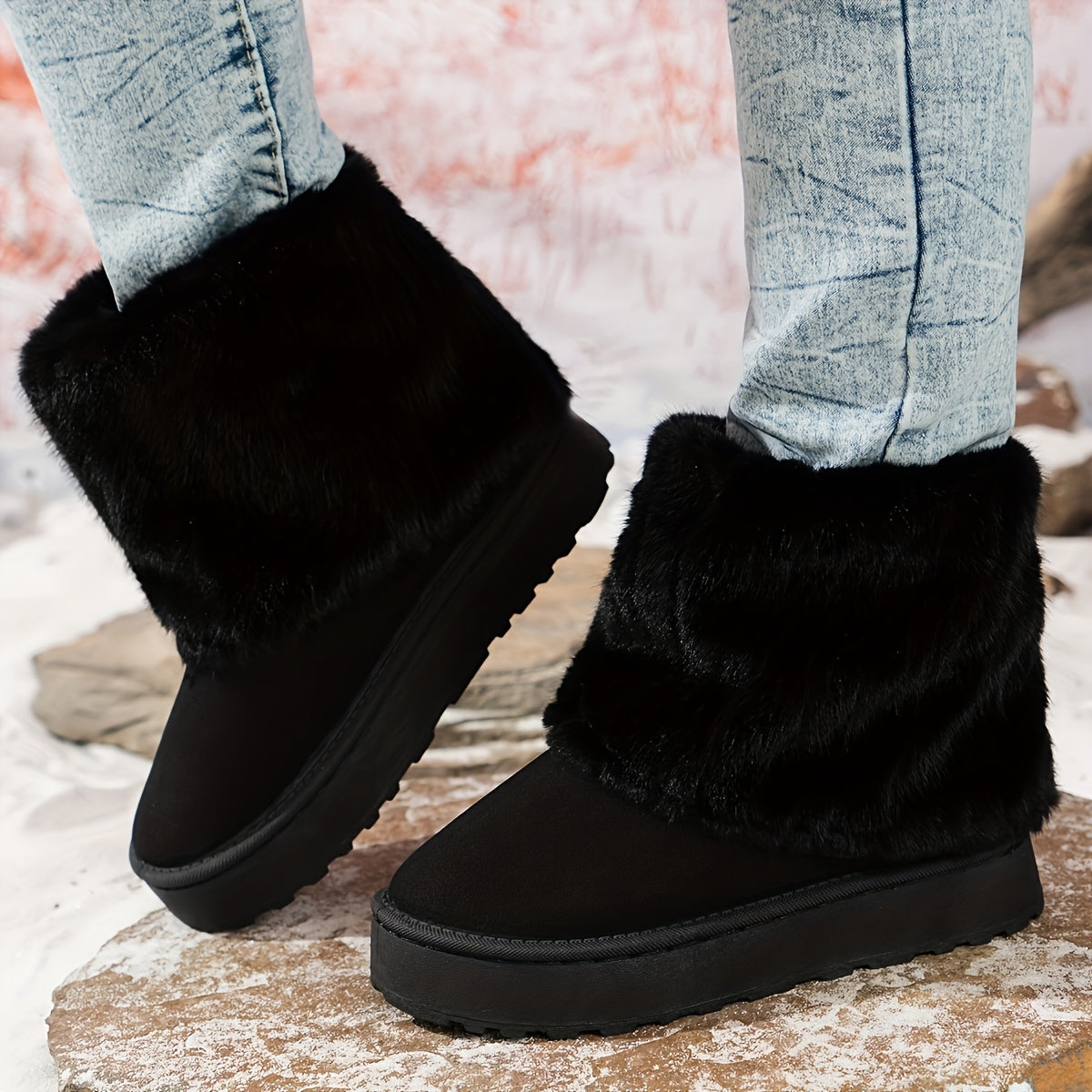 Warm and Comfortable Women's Snow Boots, Non-slip Ankle Boots Suitable for Winter Outdoor Activities