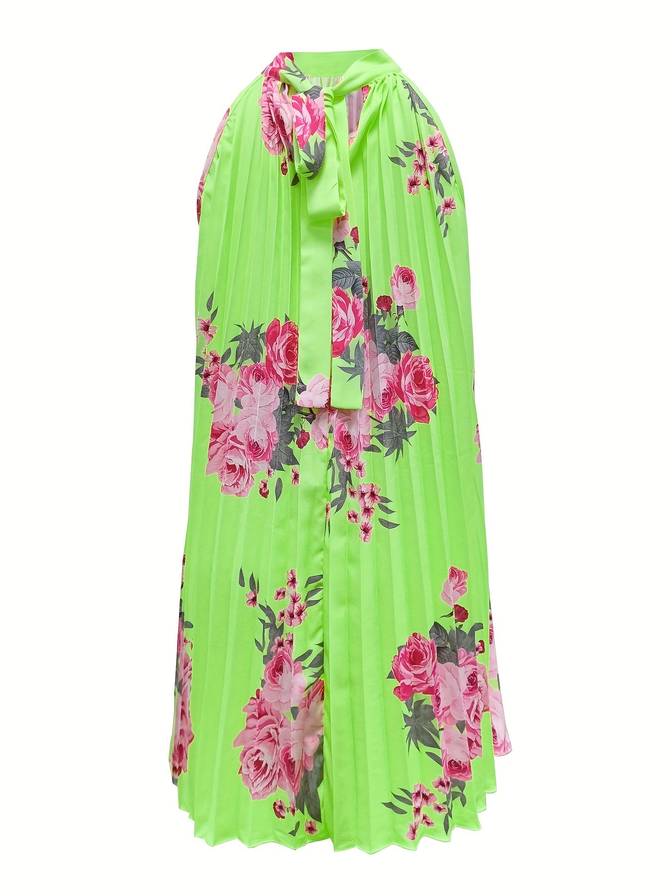 Spring-Summer Chic Choker Style Dress - Sleeveless, Floral Elegance, Women’s Perfect Sundress