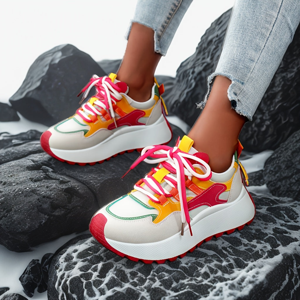 Women'S 2025 New Arrival, Colorful Striped Running Shoes with Thick Sole - All-Season Motion-Control Sneakers for Fitness and Running, Allseason Sneakers|Playful Design|Motioncontrol Support