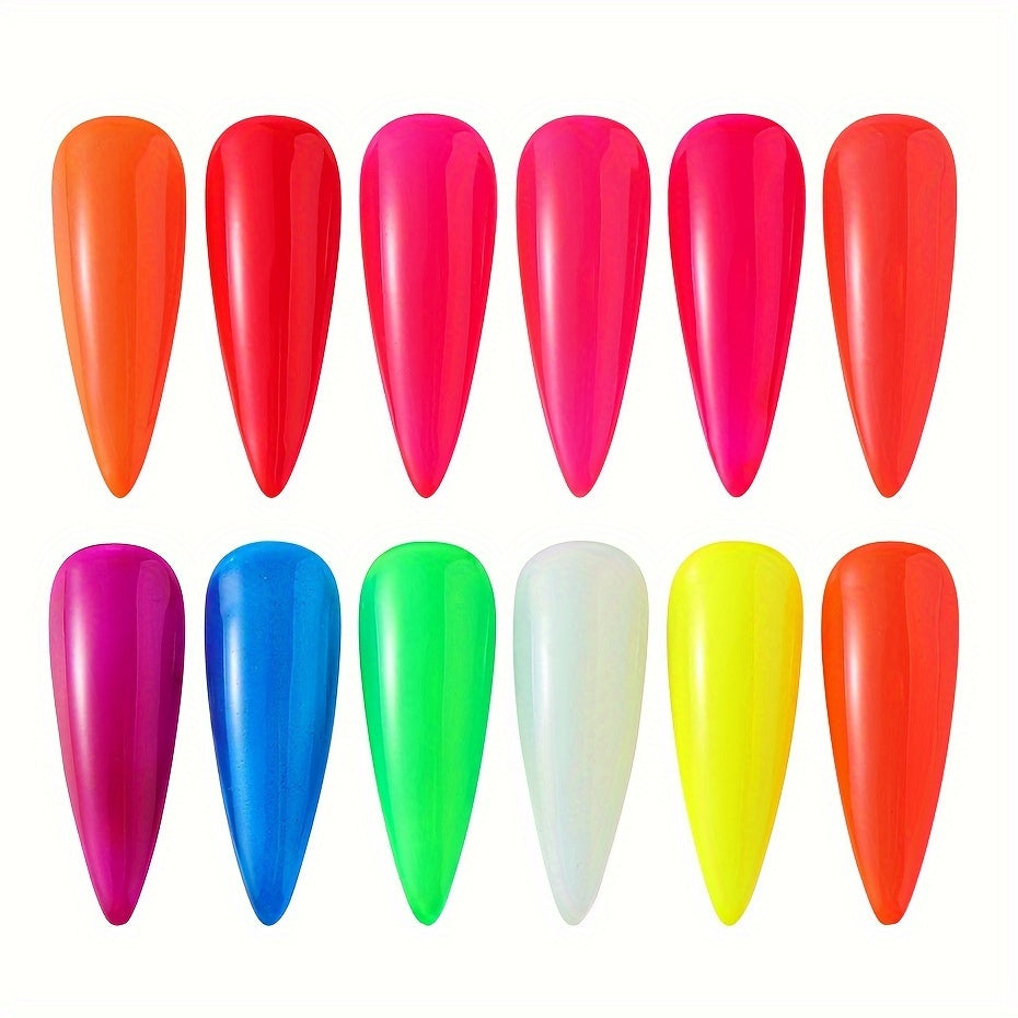 Neon Nail Pigment Powder Set, Fluorescent Ombre Nail Art Glitter, Gradient Rubbing Dust Chrome Effect For Manicure Decoration For Music Festival