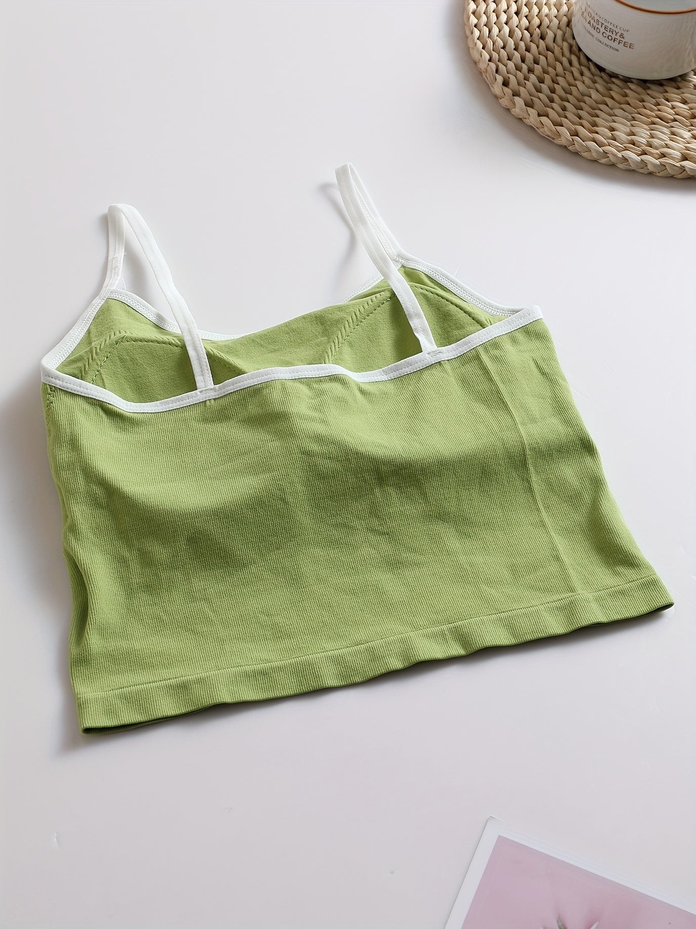 Girls Fashion Sports Cropped Cami Top With Padding, Suitable For 11-15 Years Old