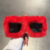 Y2K Fashion Plush Oversized Gradient Glasses, Novelty Fuzzy Party Club Eyewear for Men And Women, Plastic Frame, Hawaiian Theme, Non-Prescription Fun Glasses for And Festive Occasions, Carnival/Mardi Gras/Masquerade