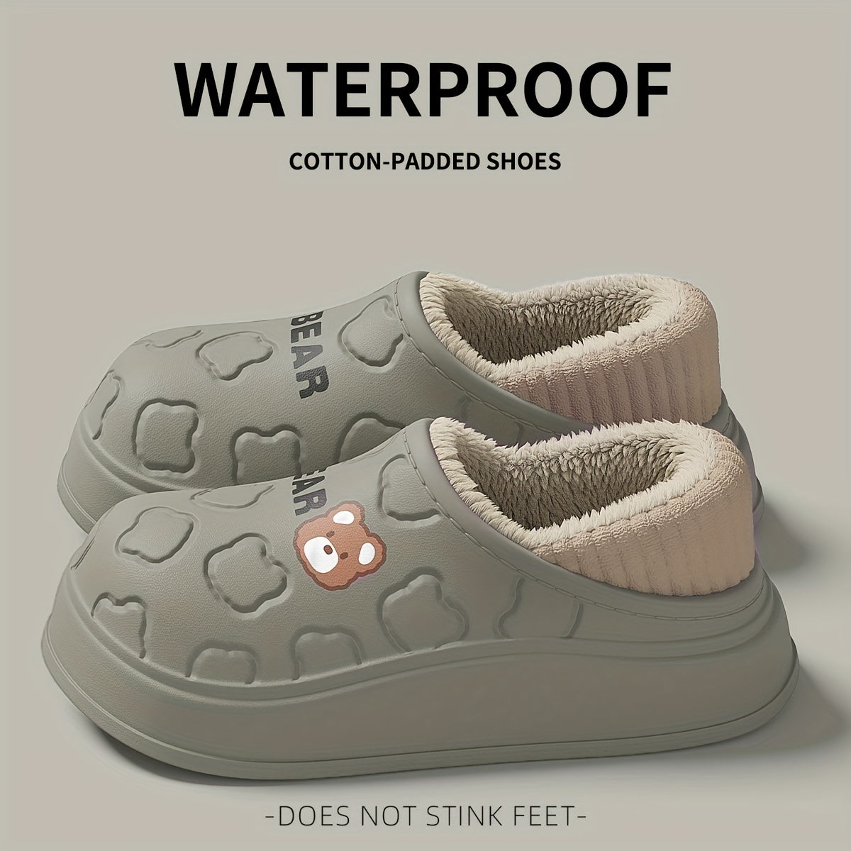 Winter Warm Cozy Waterproof Fleece Lined Slippers - EVA Insulated Home Shoes for Indoor and Outdoor Use, Maternity Slippers for Men and Women