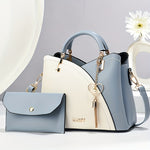 Elegant 2pcs Women's Handbag Set with Heart Tassel - Chic Colorblock Crossbody & Clutch Purse, Adjustable Strap, Magnetic Closure - Perfect Valentine's Gift