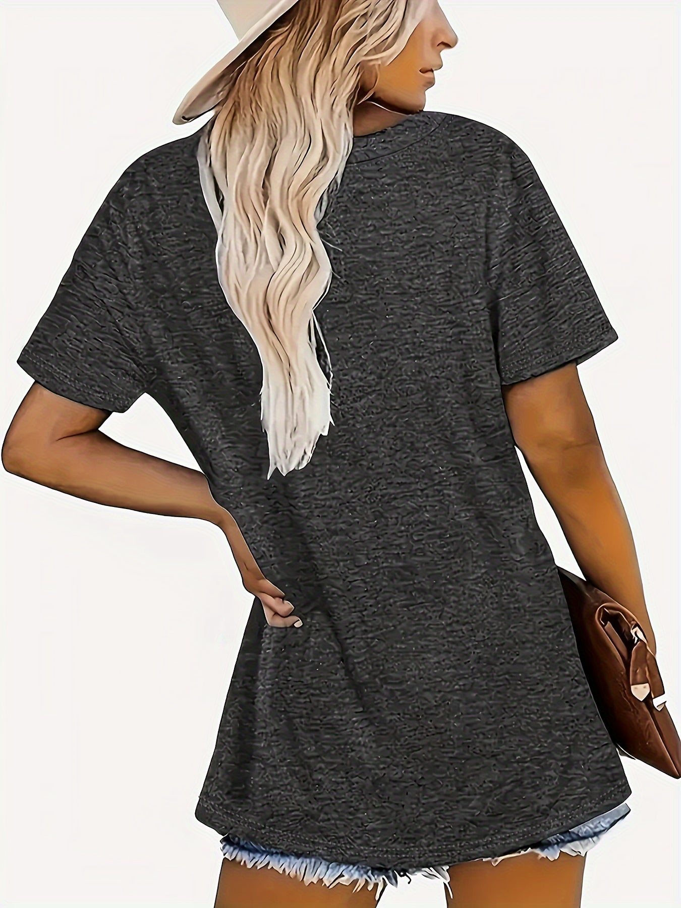[Cheerful Touch] Women's Sunflower and Butterfly Graphic T-Shirt - Casual Gray Short Sleeve Top, Lightweight & Breathable Polyester Blend, Perfect for Spring & Summer Fashion, Sunflower Shirt