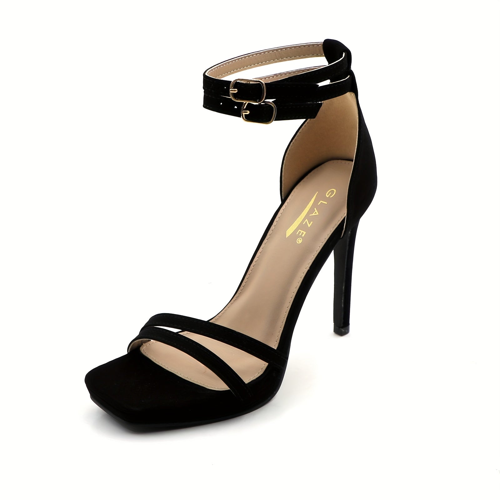 Elegant Red Stiletto Sandals for Women - 4.3" High Heel, Open Toe with Ankle Strap & Buckle Detailing, Breathable PU Cover Pumps for Parties, Weddings, and Daily Wear, Stiletto Heels