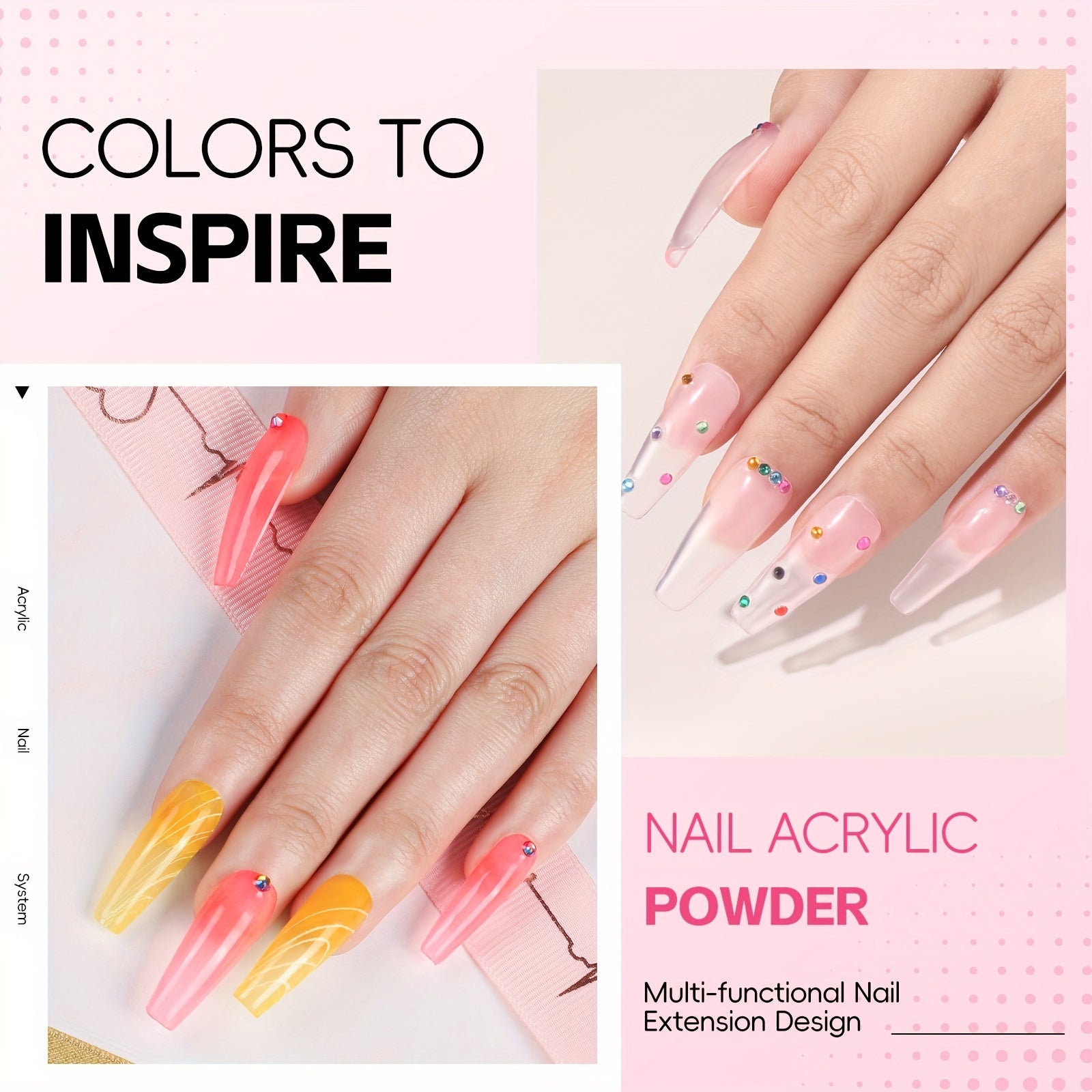 Acrylic Nail Powder Kit with Nail Lamp & Drill – 37PCS Acrylic Nail Set for Beginners & Professionals – White, Pink, Clear Powders + Tools & Decorations