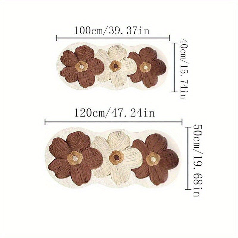 1000g 10mm Polyester Fluffy Floral Area Rug for Bedroom, Indoor Use, Machine Washable, Non Slip, Irregular Shape