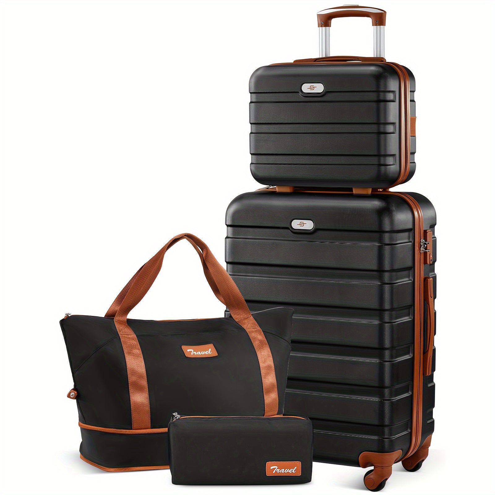 Luggage Suitcase Sets with Expandable Duffle Bags and Cosmetic Case Travel Set, Hardshell Lightweight Carry on and Checked Luggage with Spinner Wheels and TSA Lock
