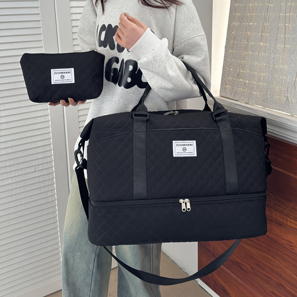 EONOTHEM Large Capacity Multi-Functional Duffel Bag with Removable Strap - Quilted Design, Zip Closure, Shoe Compartment, Ideal for Yoga, Fitness, Travel & More - Perfect Gift for Valentine'S Day, Ramadan, Eid, and New Year,