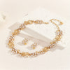 [Everyday Elegance] Elegant Boho-Chic Faux Pearl & Golden Leaf Jewelry Set - Vintage-Inspired Necklace and Earrings, Zinc Alloy, Perfect for Daily Wear or Parties, Vintage Jewelry