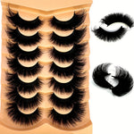 7 Pairs 3D Faux Mink Fake Eyelashes: Thick Long Dramatic Full Strip Lashes for Makeup