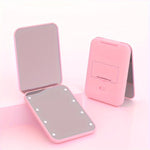 [LED Travel Makeup Mirror] Compact, Double-Sided, 1X/3x Magnified LED Mini Travel Makeup Mirror - Portable, Folding, Hand-Held, Small Lighting, Unscented, Plastic Surface, Non-Rechargeable Button Battery (Diameter≥20mm) Pow