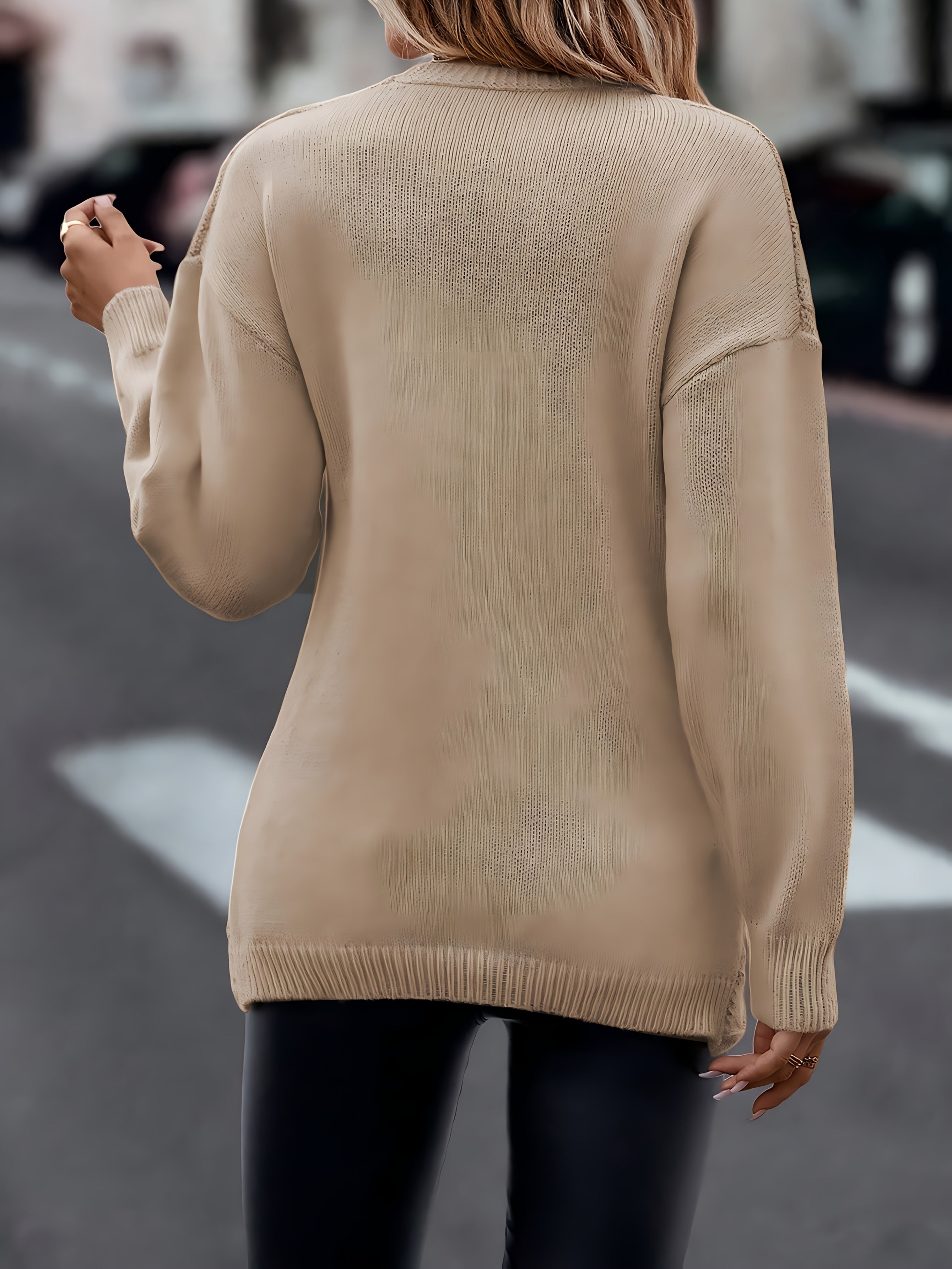 Cable Knit Cross Front Sweater - Elegant Long Sleeve Sweater For Fall & Winter - Women's Clothing - Soft & Cozy Knit Material - Perfect Gift for Women