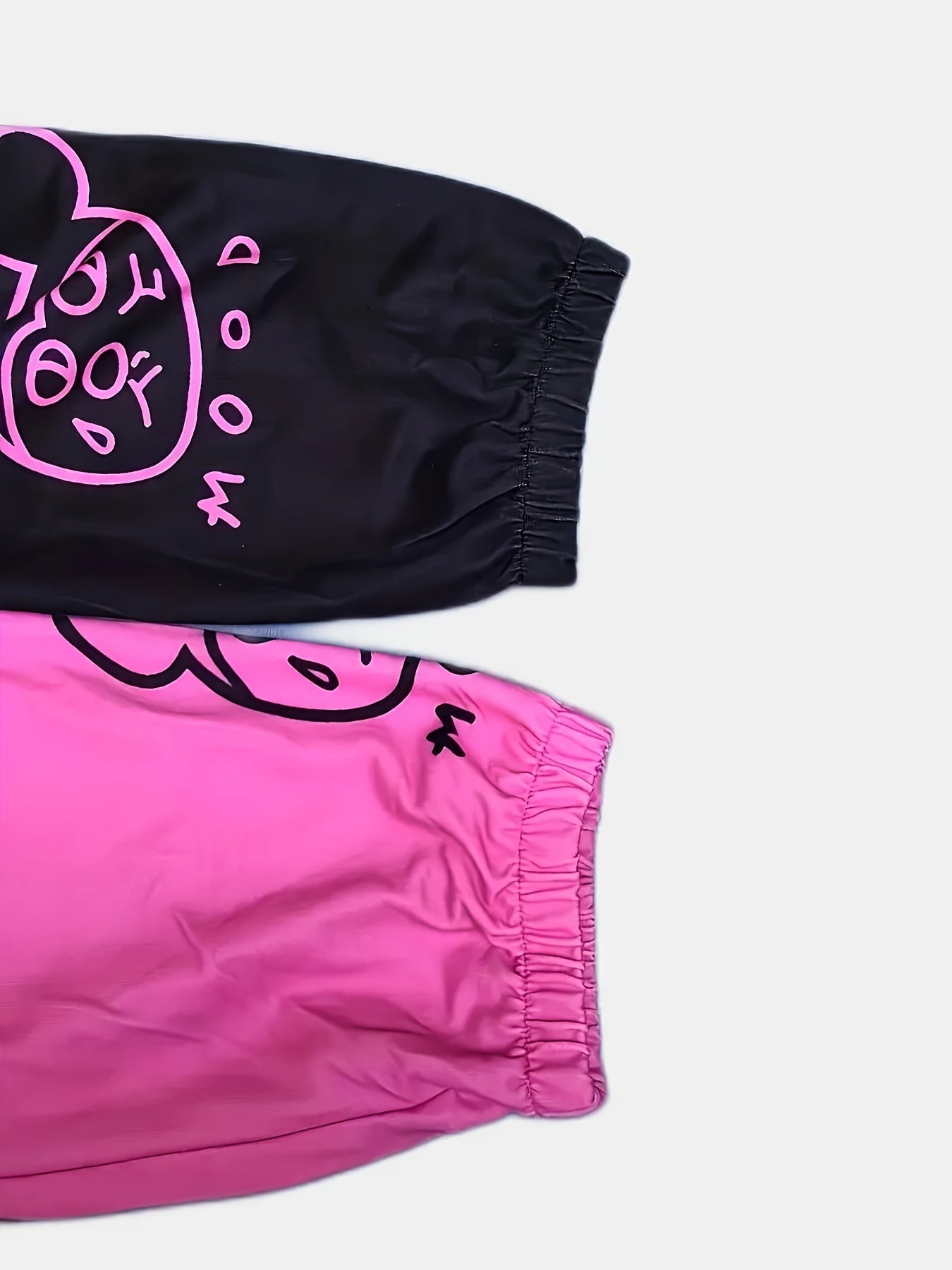 Women's Casual Jogger Pants - Loose-Fit Elastic Cuff Sweatpants with Black & Pink Color-Block Design, Letter & Graphic Prints (Hearts, Stars, Peace Signs), All-Season Machine Washable Lounge Pants for Women, Jogging Pants, Ca