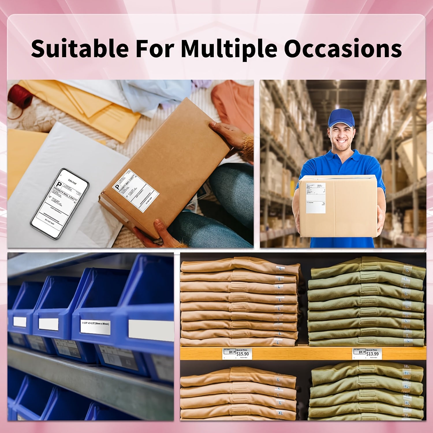 4x6 Transportation Label Printer - Supports Most Platforms, Print Width 1" - 4.7" Wireless Thermal Printer for Small Business, Packaging, 150mm/s Fast Printing, Compatible for Mobile And Computer Use