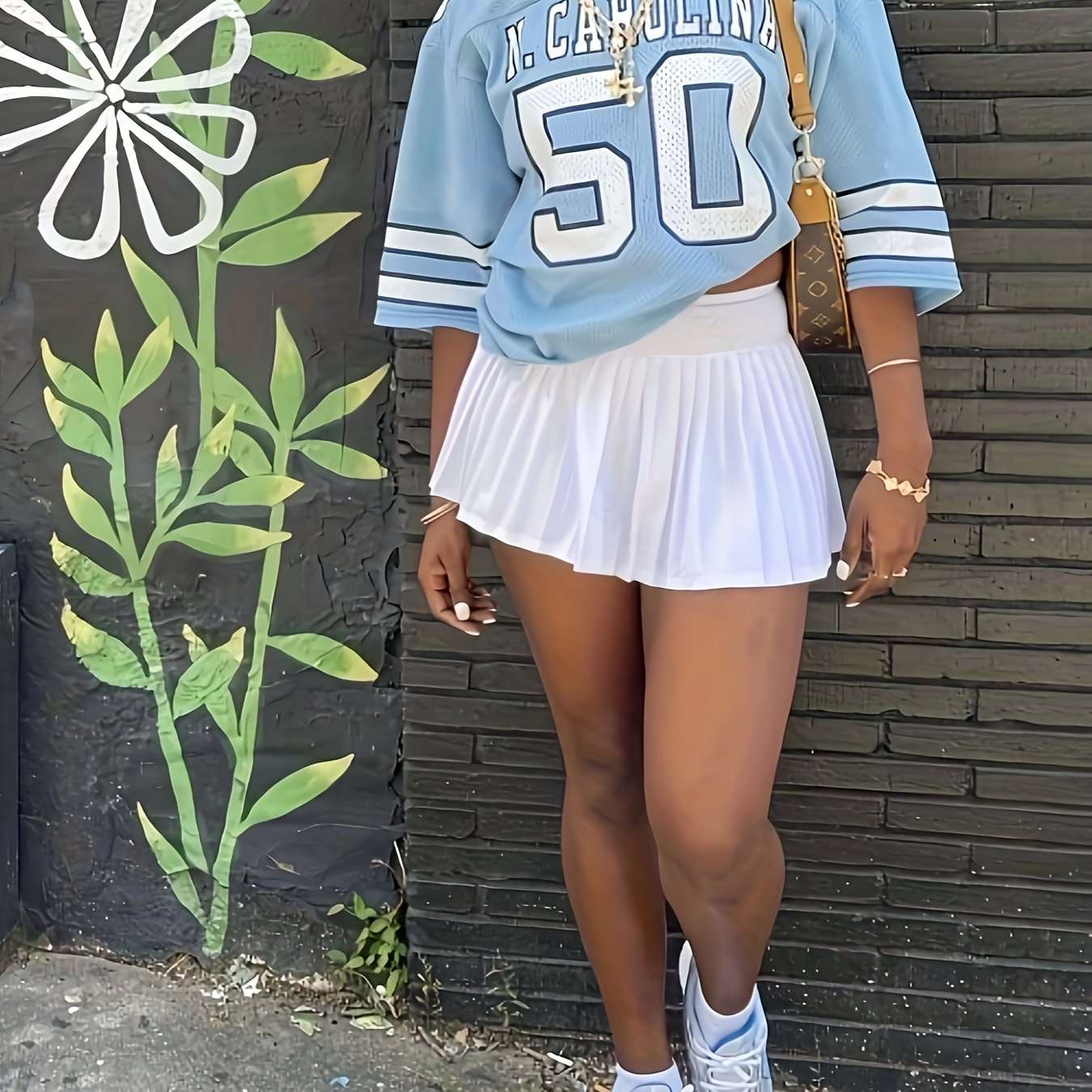 WLWXR Women's Athletic Street-Style Striped Oversized T-Shirt - V-Neck Geometric Letter & Number Print, Loose-Fit Mid-Stretch Fabric, Machine Washable All-Season Casual Tee, Sporty Apparel, Comfortable Wear