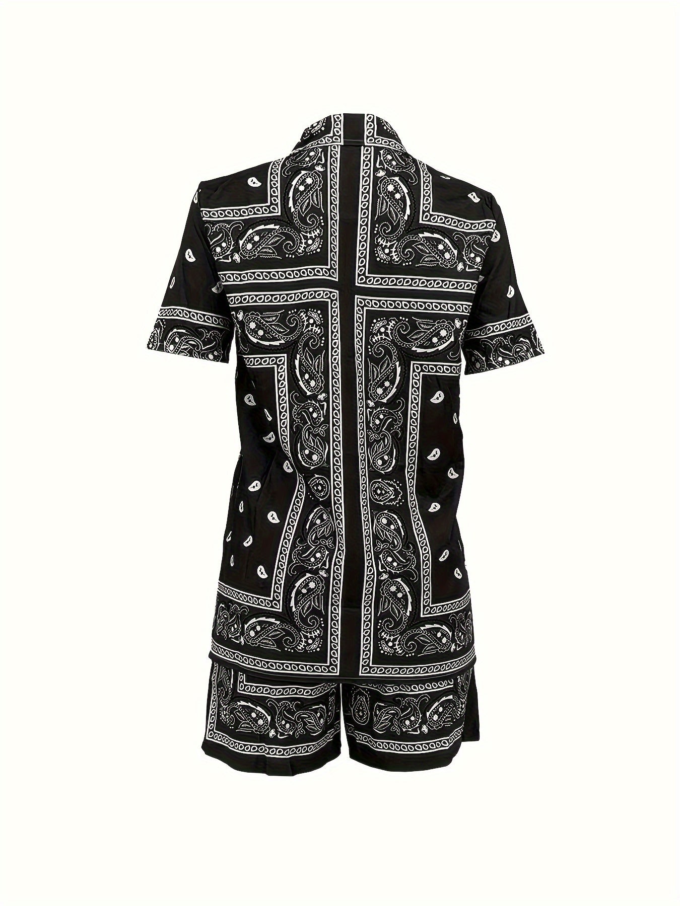 Women's Paisley Print Two-Piece Set - Casual & Comfy Spring/Summer Outfit with Pockets, Easy Care