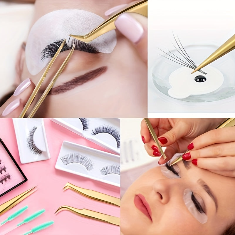 High Precision Eyelash Tweezers Set - Includes 3 Stainless Steel Eyelash Tweezers, Suitable For Classic Personal And Thick Eyelash Extensions. Equipped With Storage Box