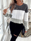 Autumn and Winter Color-Matching Rhombus Grid Striped Round Neck Versatile Pullover Knitted Sweater