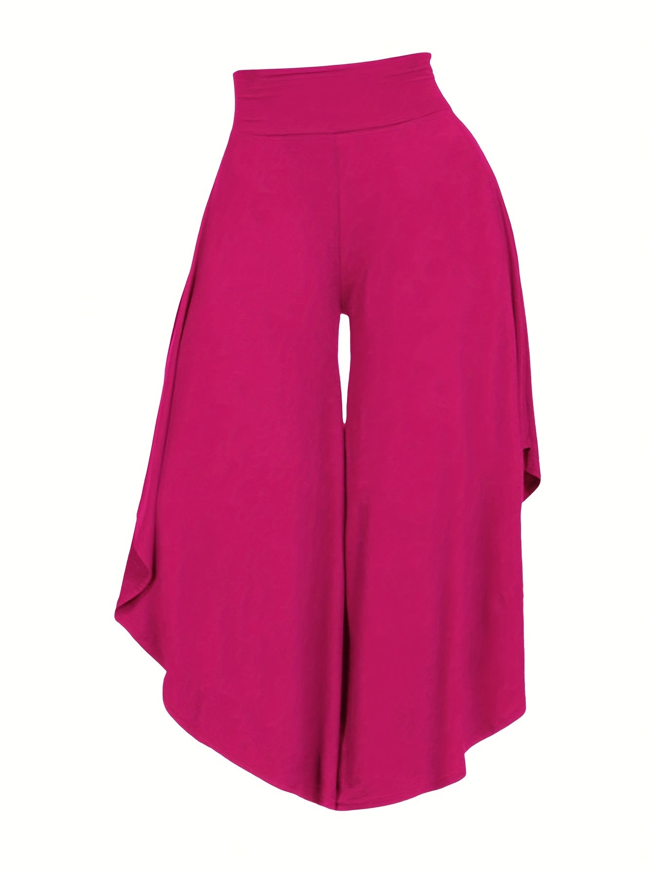 Solid Color Asymmetrical Wide-Leg Pants