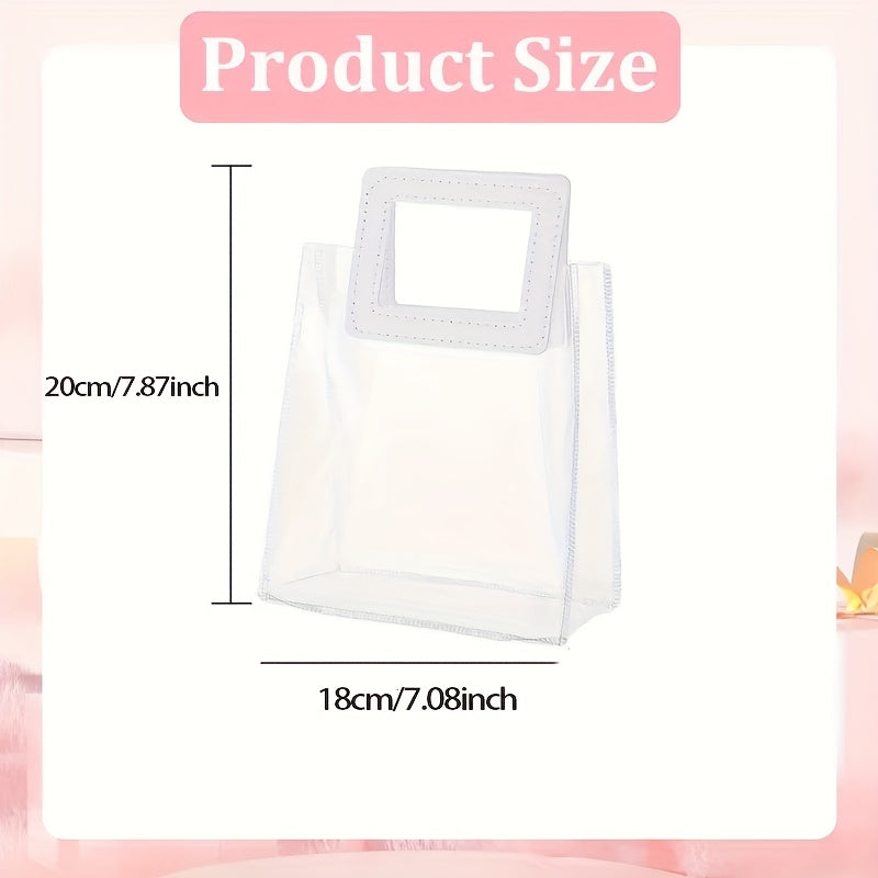 15pcs Heavy-Duty Clear PVC Gift Bags with Handles - Reusable, Ideal for Bridal Showers, Teen Parties, Weddings & Shopping, Party Essentials|Transparent Gift Bags|Durable Gift Bags