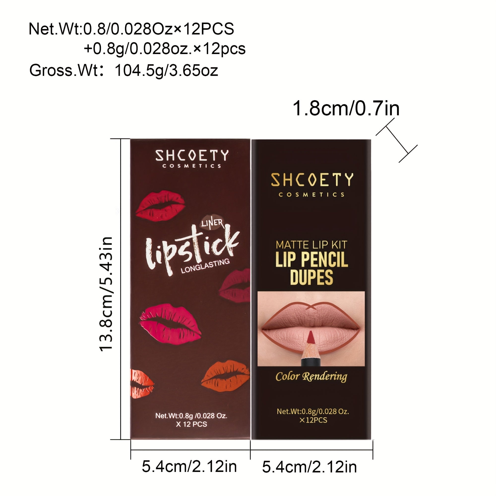 24pcs SHCOETY Matte Lip Pencil Set, Velvet Non-Stick Cup Lip Liner Duplicates, Mixed Color System, Long-Lasting Lipstick Contour Kit