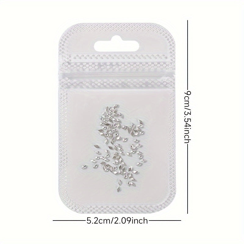 100pcs/bag 1.5*3mm Rhombus Cubic Zirconia Nail Charms, White Glitter Diamond Shaped Rhinestones, Low Allergenic Nail Art Jewelry, Bridal Manicure Accessories, Nail Decoration Supplies for Hand and Foot Care