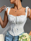 Chic Solid Color Drawstring Slimming V-Neck Tank Top for Women - Elegant Backless Design, Stretchy Polyester Blend, Perfect for All Seasons, Sexy Style, Going Out Occasion, Conventional Version, Four Seasons