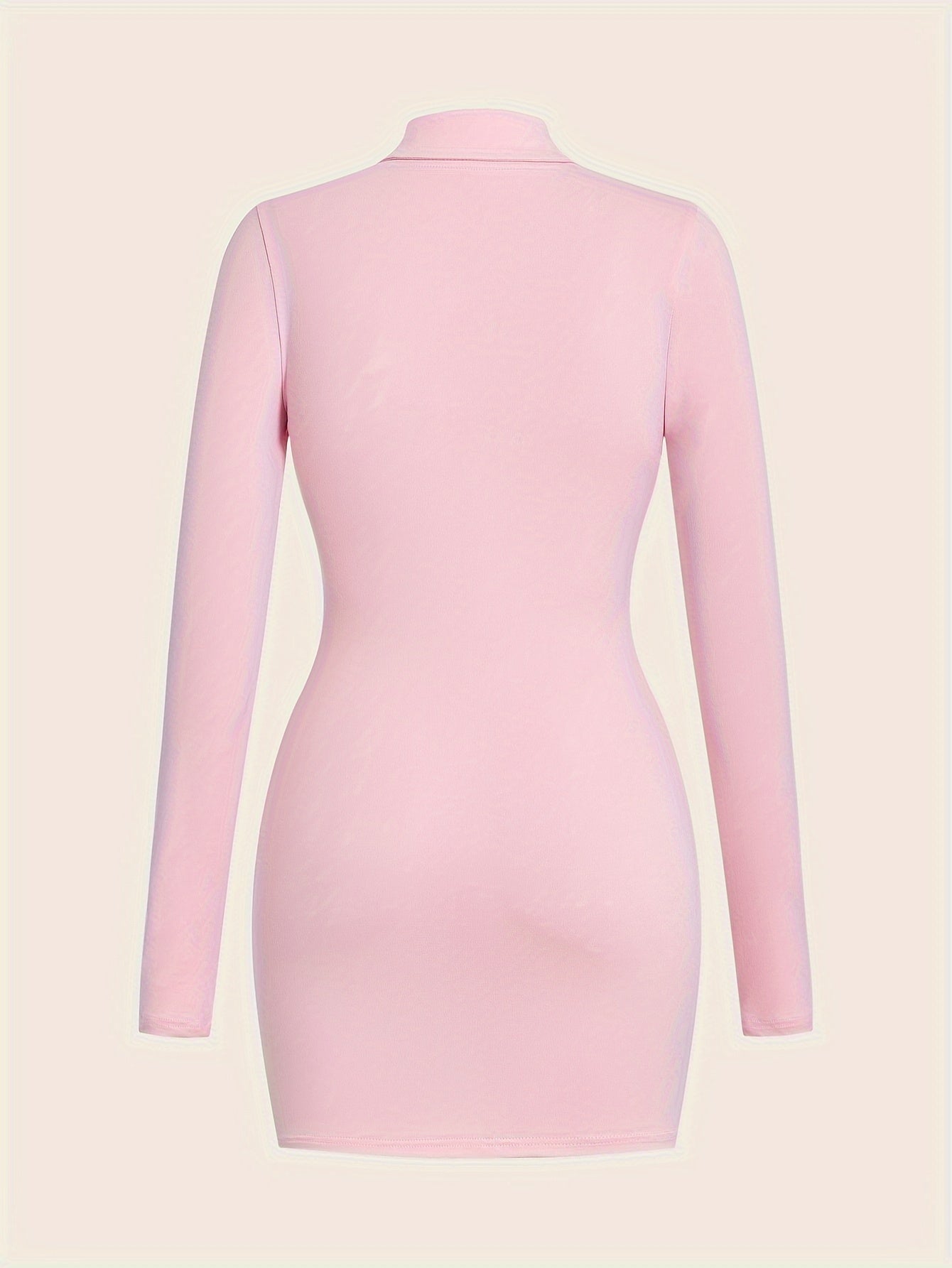 Button Front Solid Shirt Dress, Sexy Long Sleeve Bodycon Dress, Women's Clothing